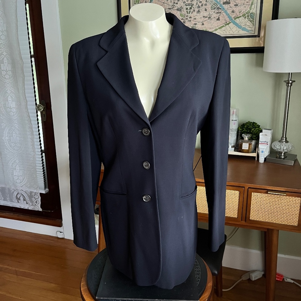 Vestimenta  Black Wool 3-Button Blazer Padded Shoulders, Fully Lined Italy